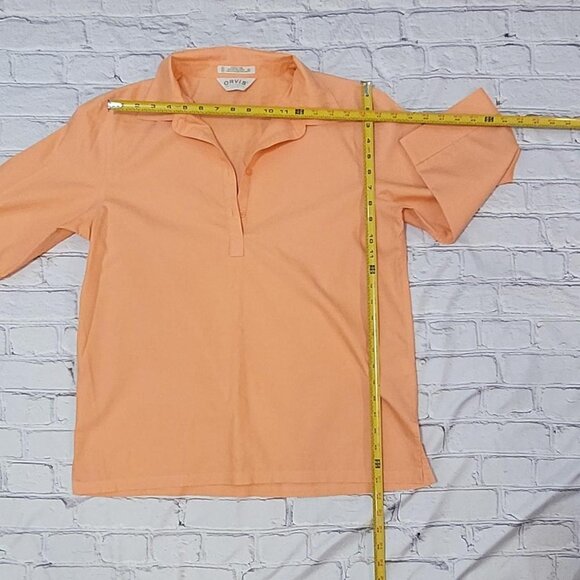 Orvis Medium Peachy orange button up collar sportswear polo shirt #preppy - Picture 4 of 6